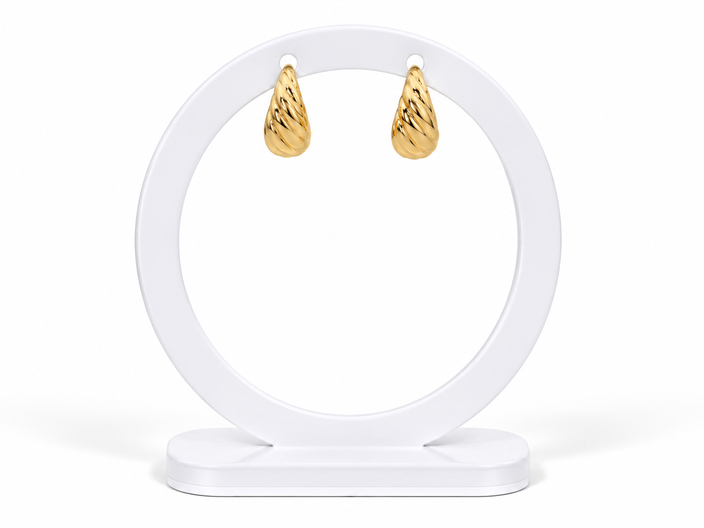 Ribbed Teardrop Huggie Hoops – Gold