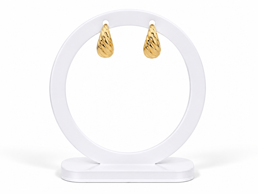 Ribbed Teardrop Huggie Hoops – Gold