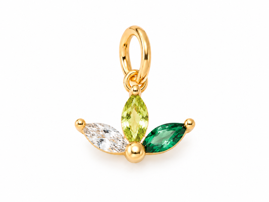 May Gold Lotus Birthstone Charm