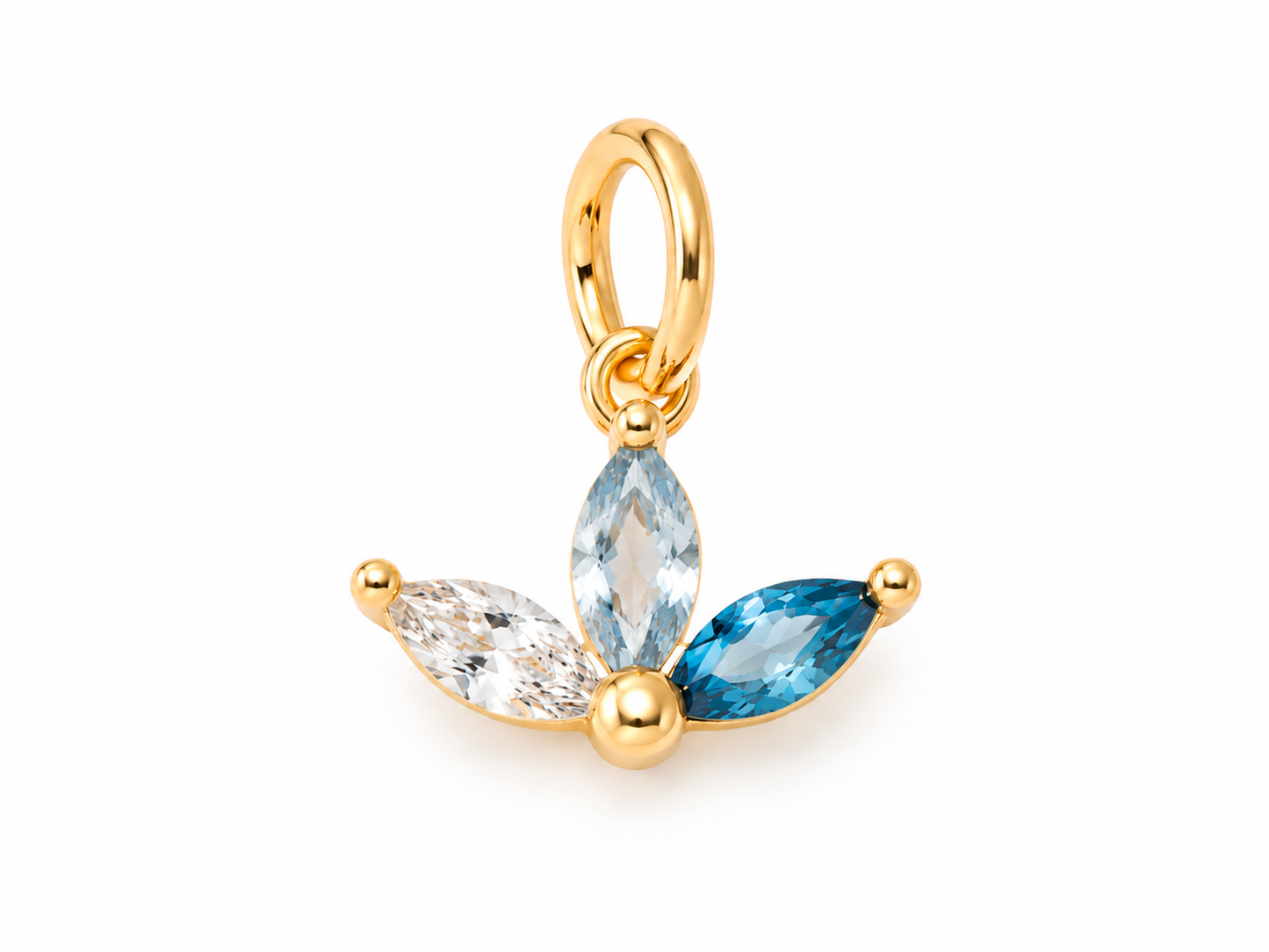 March Gold Lotus Birthstone Charm