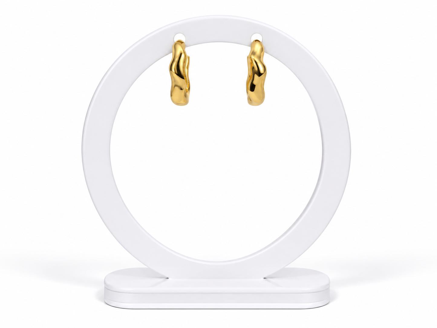 Organic Wave Huggie Hoops – Gold
