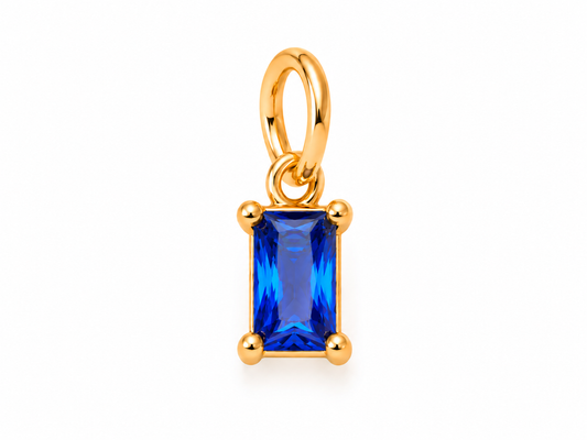 September Gold Rectangle Birthstone Charm