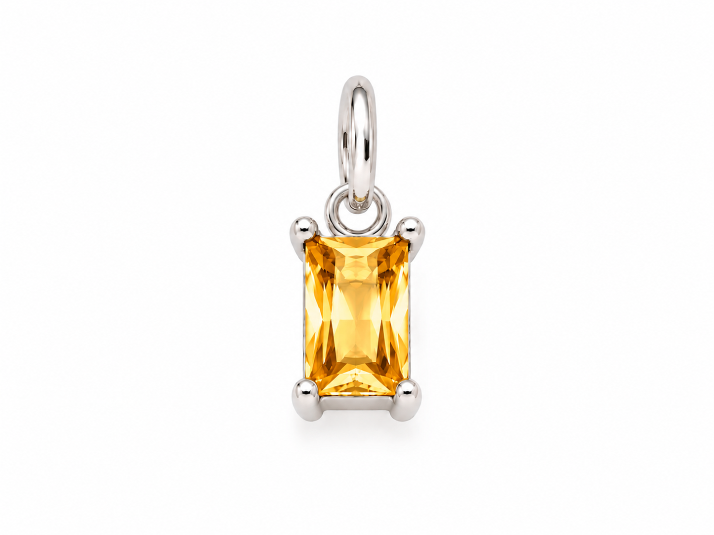 November Silver Rectangle Birthstone Charm