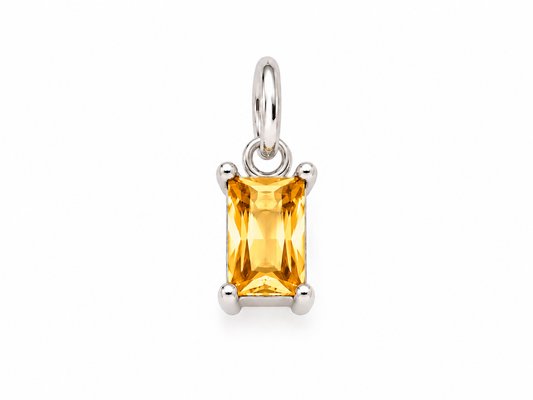 November Silver Rectangle Birthstone Charm