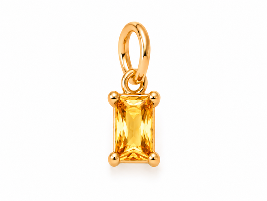 November Gold Rectangle Birthstone Charm