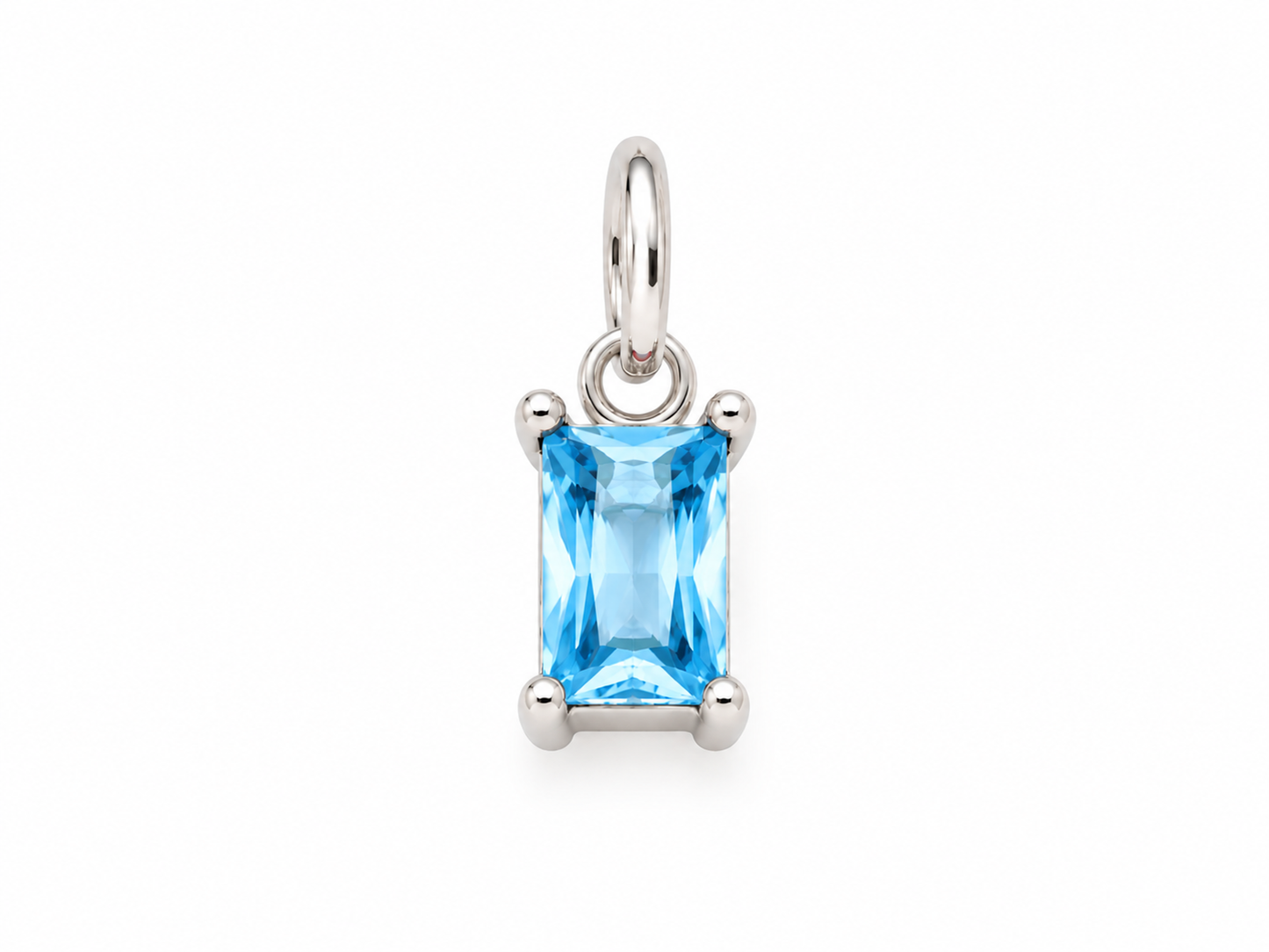 March Silver Rectangle Birthstone Charm