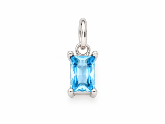 March Silver Rectangle Birthstone Charm