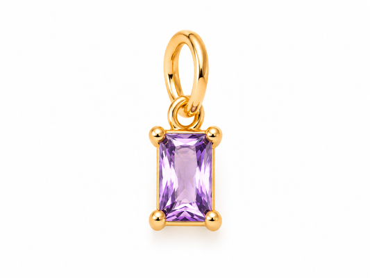 February Gold Rectangle Birthstone Charm
