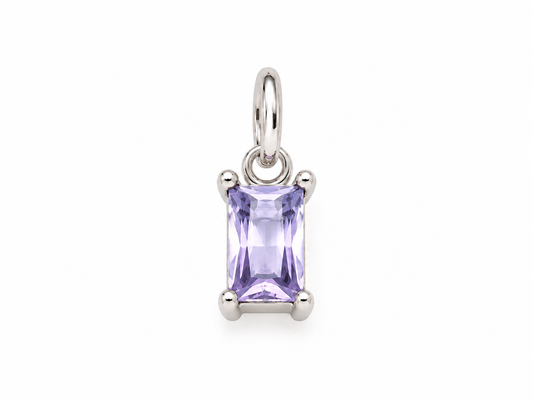 June Silver Rectangle Birthstone Charm