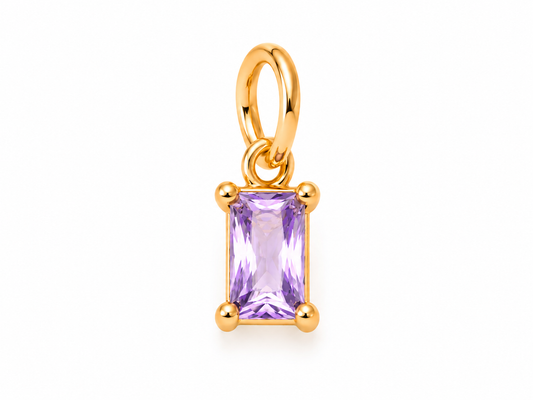 June Gold Rectangle Birthstone Charm
