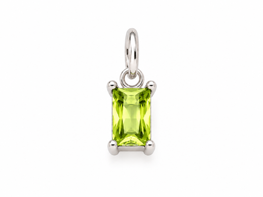 August Silver Rectangle Birthstone Charm