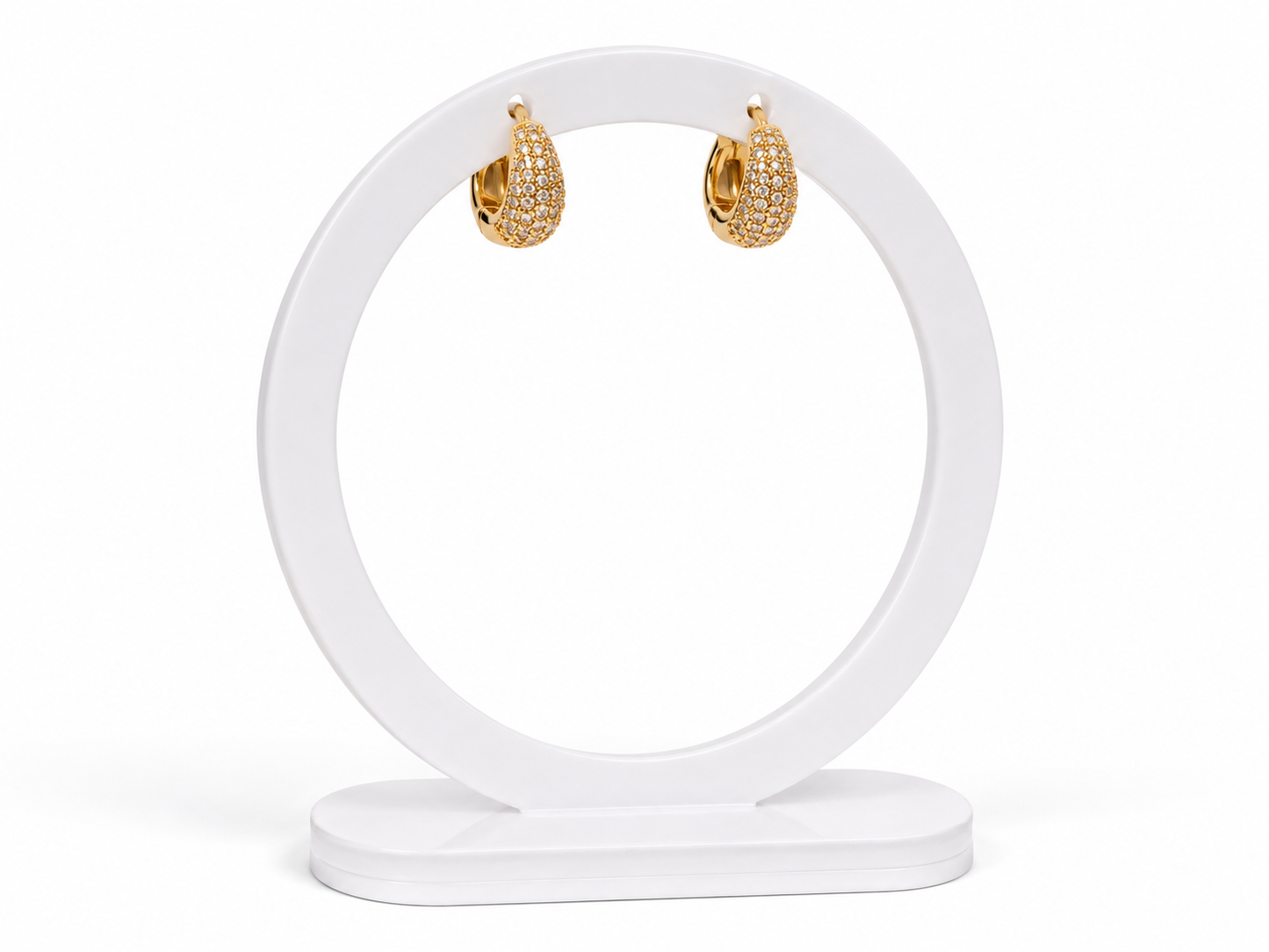 Petite Pavé Teardrop Hoops – Gold