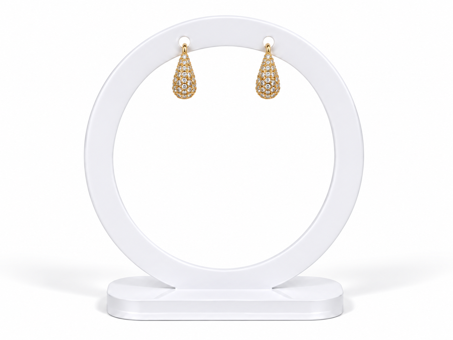 Petite Pavé Teardrop Hoops – Gold