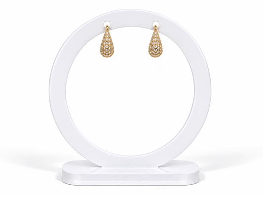 Petite Pavé Teardrop Hoops – Gold