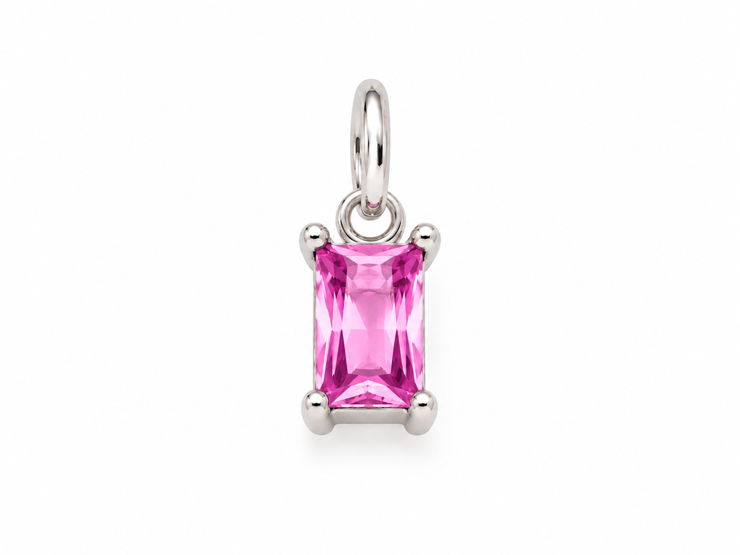July Silver Rectangle Birthstone Charm