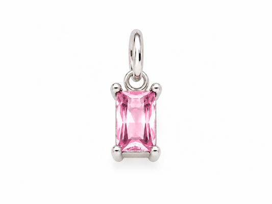 October Silver Rectangle Birthstone Charm