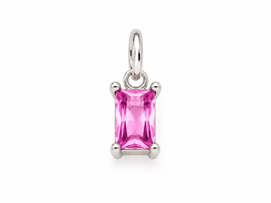 July Silver Rectangle Birthstone Charm