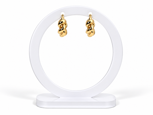 Interlocking Knot Huggie Hoops – Gold