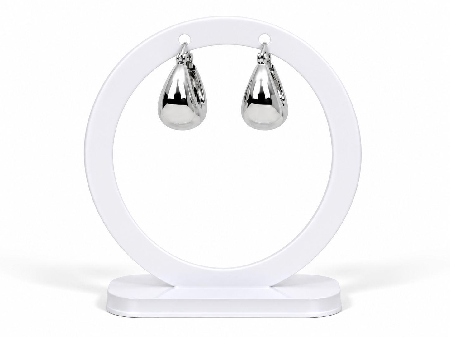 Polished Teardrop Hoops – Silver
