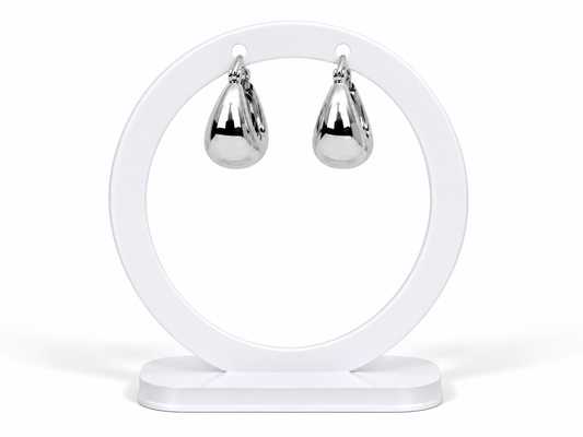 Polished Teardrop Hoops – Silver