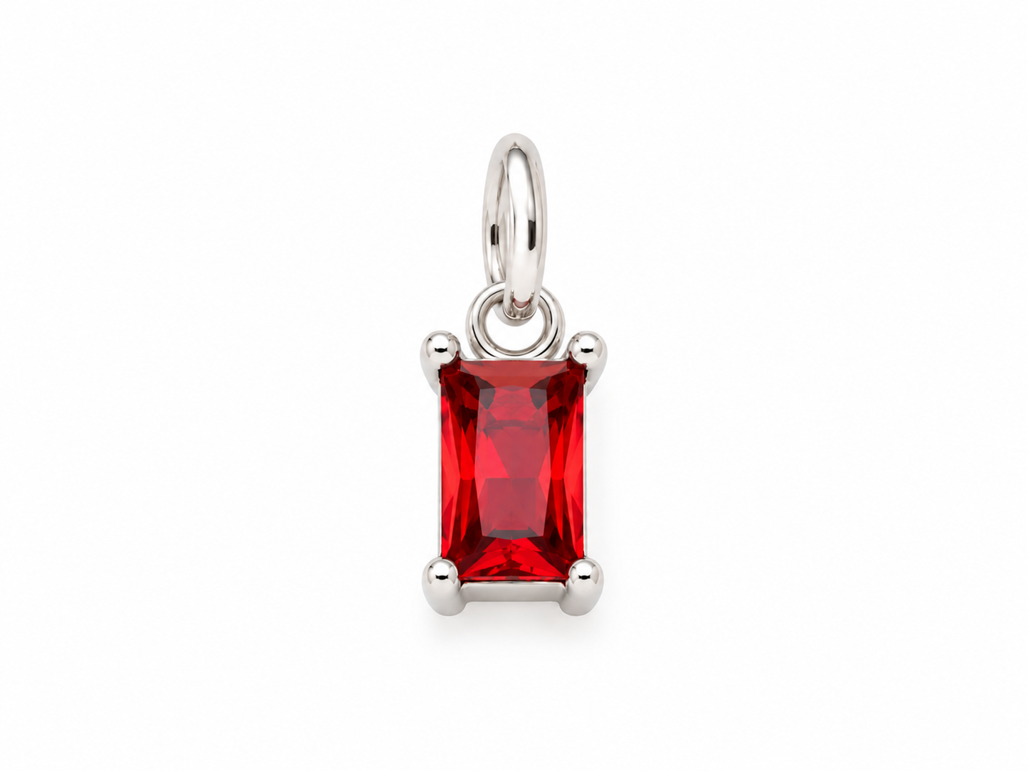 January Silver Rectangle Birthstone Charm