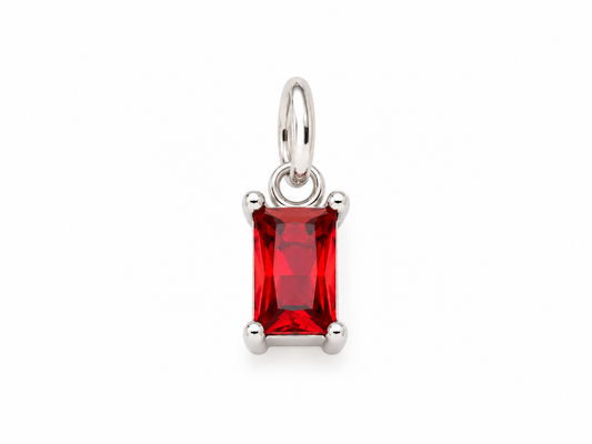 January Silver Rectangle Birthstone Charm