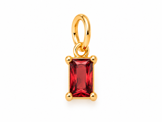 January Gold Rectangle Birthstone Charm