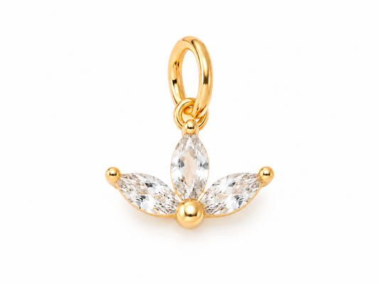 April Gold Lotus Birthstone Charm