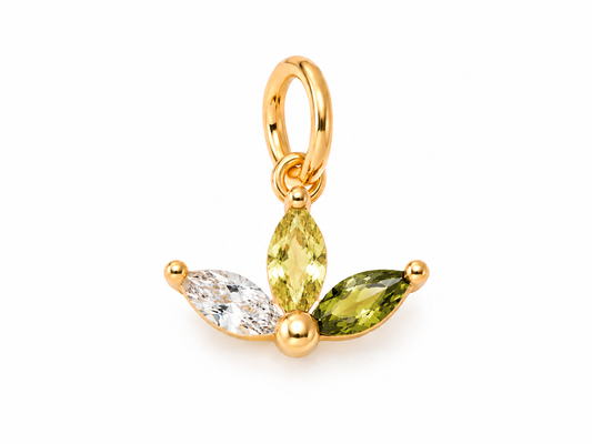 August Gold Lotus Birthstone Charm