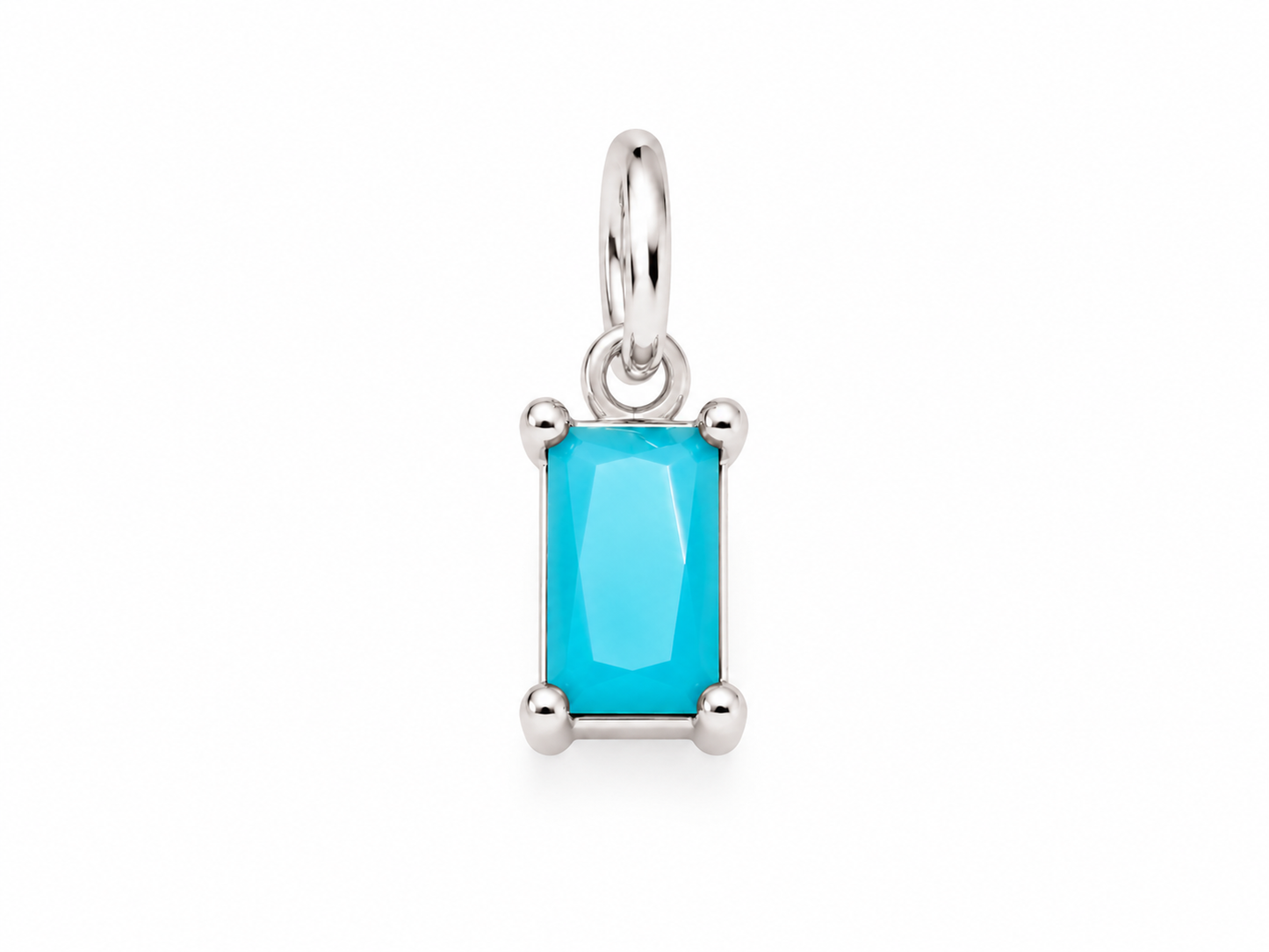 December Silver Rectangle Birthstone Charm