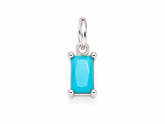 December Silver Rectangle Birthstone Charm