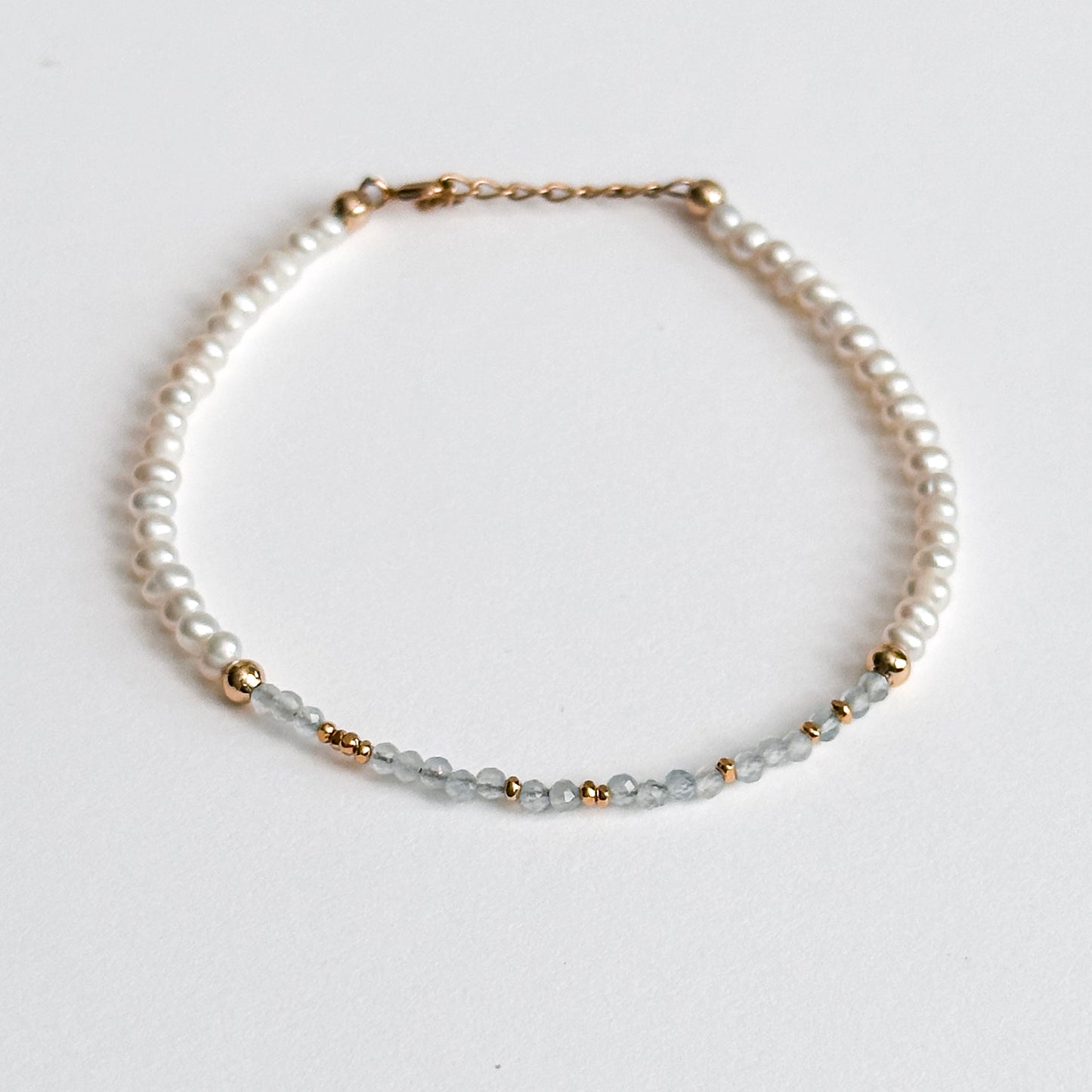 I AM BEAUTIFUL Morse Code Pearl Jewelry - Aquamarine