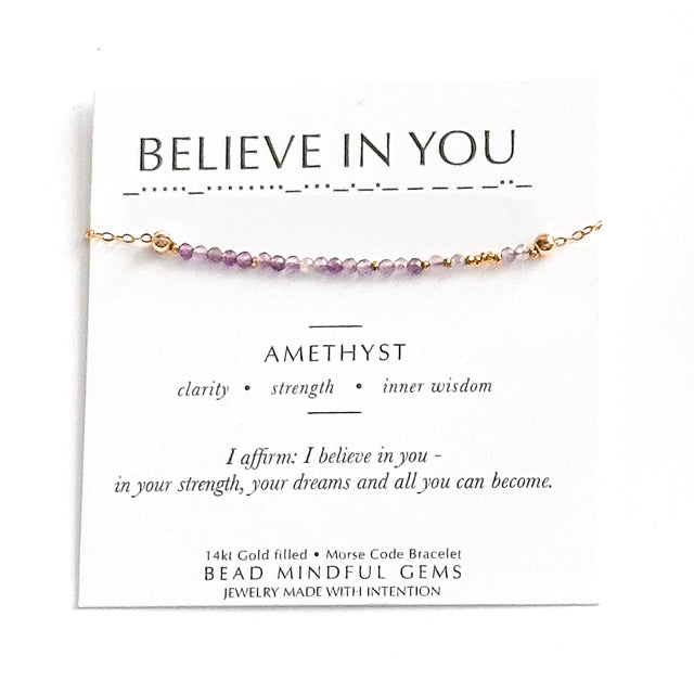 BELIEVE IN YOU Morse Code Jewelry - Aquamarine