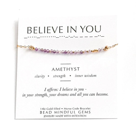 BELIEVE IN YOU Morse Code Jewelry - Aquamarine