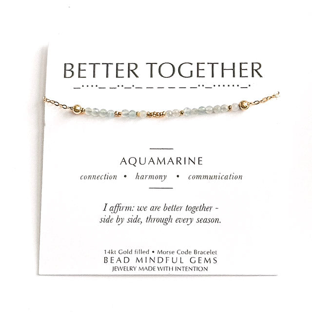 BETTER TOGETHER Morse Code Jewelry- Aquamarine