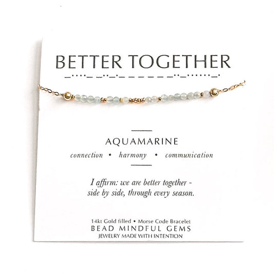 BETTER TOGETHER Morse Code Jewelry- Aquamarine