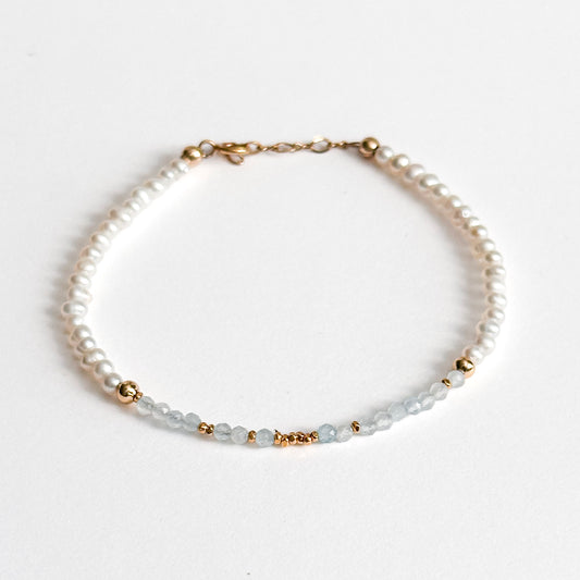 BETTER TOGETHER Morse Code Pearl Jewelry - Aquamarine