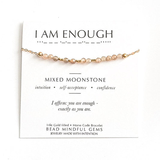I AM ENOUGH Morse Code Jewelry - Mixed Moonstone