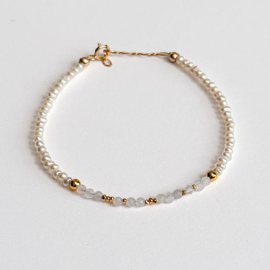 I AM LOVED Morse Code Pearl Jewelry - Rose Quartz