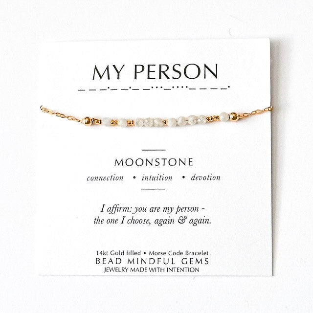 MY PERSON Morse Code Jewelry- Moonstone
