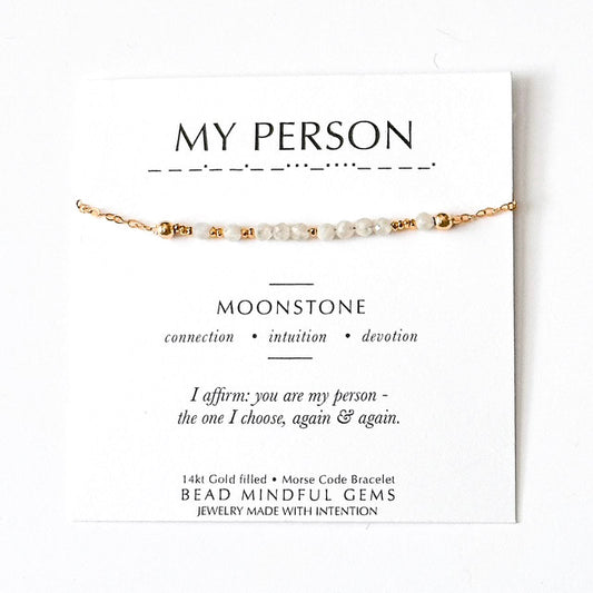 MY PERSON Morse Code Jewelry- Moonstone
