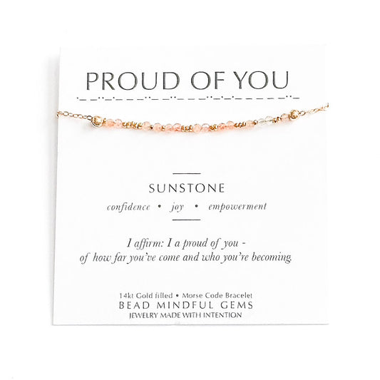 PROUD OF YOU Morse Code Jewelry- Sunstone