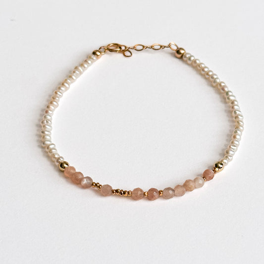 I AM WORTHY Morse Code Pearl Jewelry- Sunstone