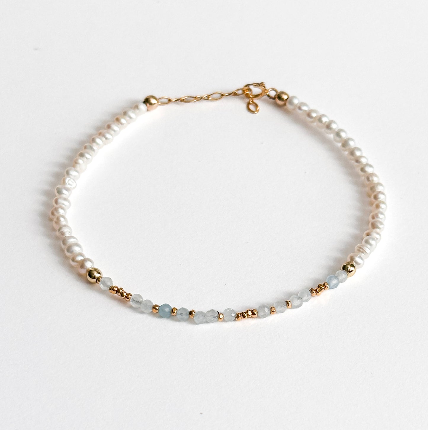 YOU ARE NOT ALONE Morse Code Pearl Jewelry - Aquamarine