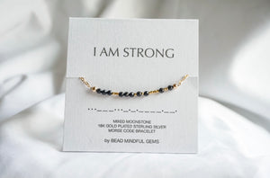 I AM STRONG black onyx affirmation bracelet