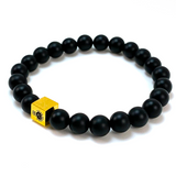 Men's Black Onyx gold cube bracelet