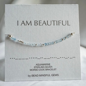 I AM BEAUTIFUL aquamarine affirmation Necklace