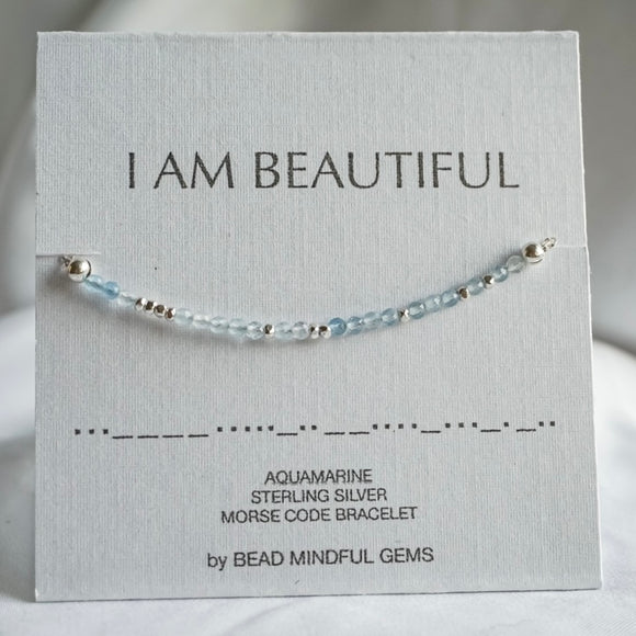 I AM BEAUTIFUL aquamarine affirmation Bracelet