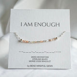 I AM ENOUGH mixed moonstone affirmation Bracelet