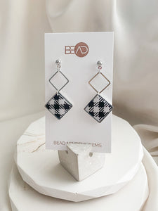 Square black plaid dangle